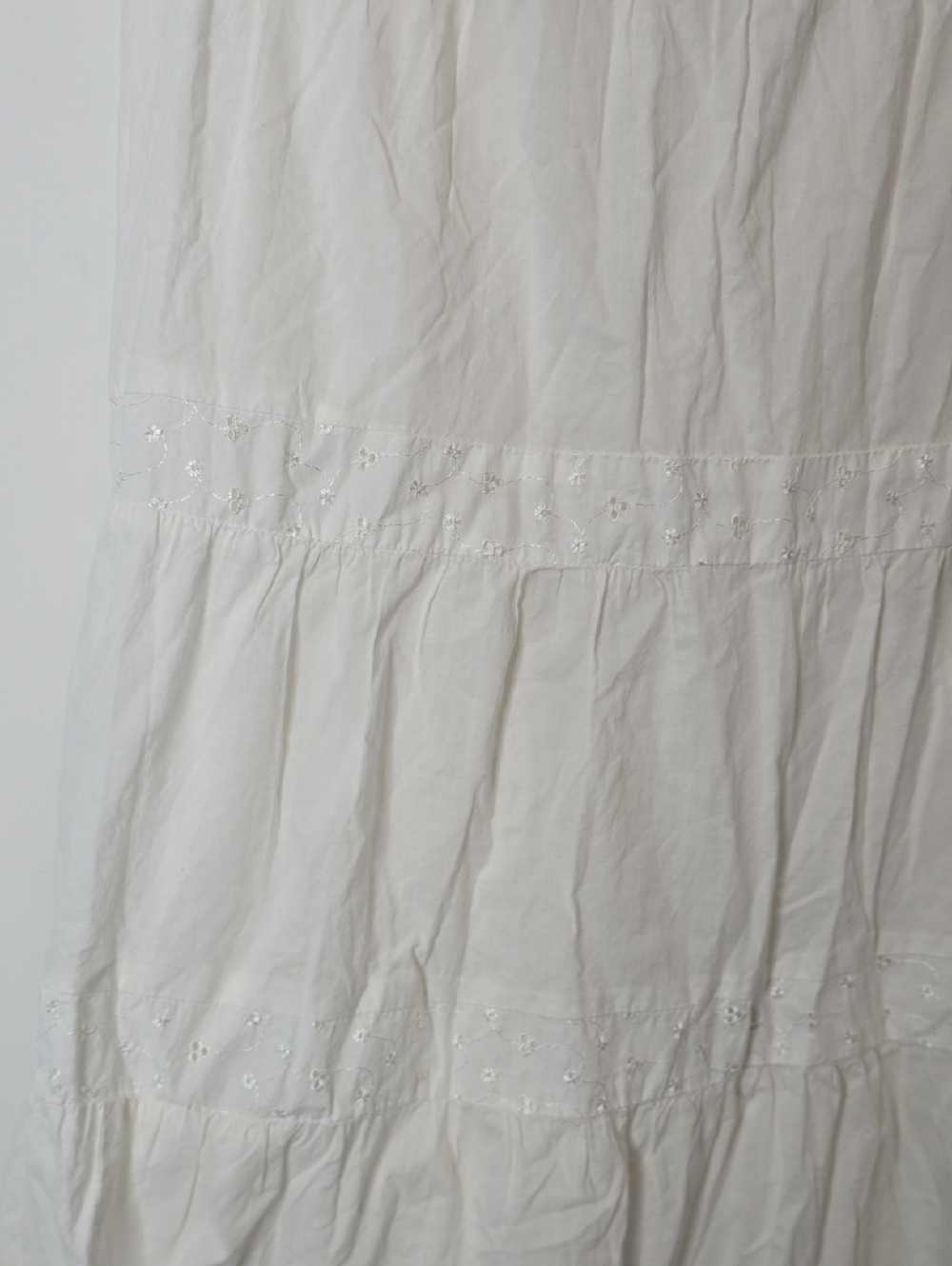 Vintage Bohemian White Tiered Eyelet Maxi Skirt - Picture 4 of 6